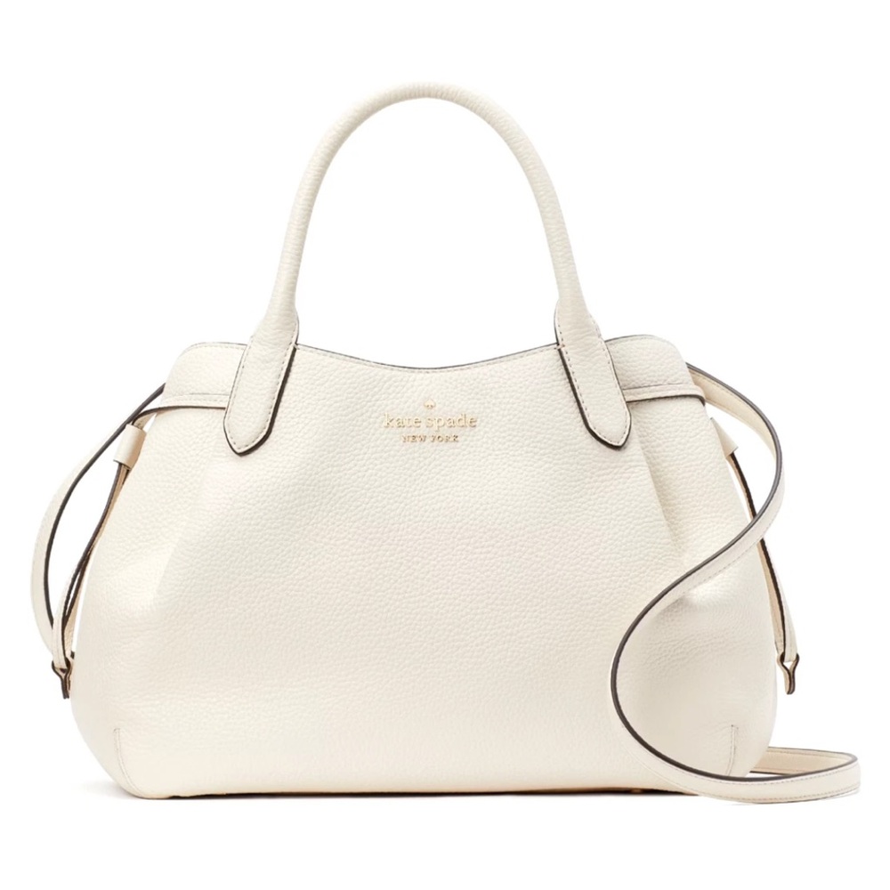 New Kate Spade Dumpling Large Satchel Pebble Leather Parchment